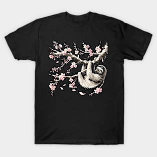 Kawaii Sloth Anime Japan Sakura Novelty Cute Funny Sloth T-Shirt